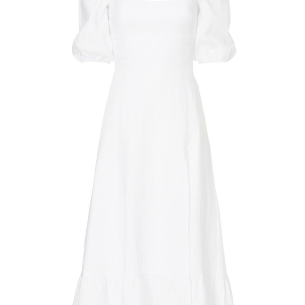 Reformation Belgium Linen Midi Dress in White